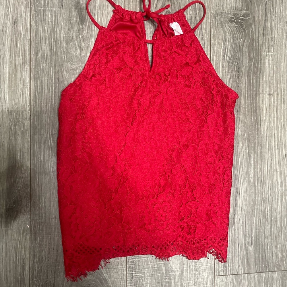 Red lace tank